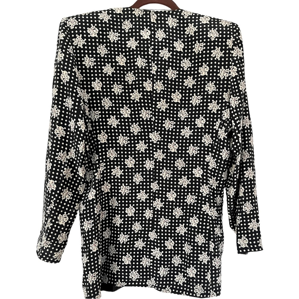 Vintage 80s Mariella Burani 100% Silk Soft Blazer Blouse Made in Italy, Size 10 - Picture 3 of 8